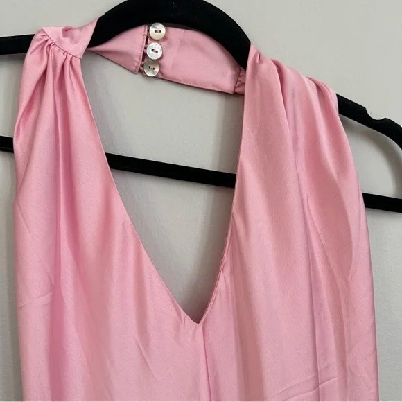 Show me your MuMu Women’s Pink Jasmine Halter V-Neck Maxi Dress Sz M NWOT - Picture 4 of 8